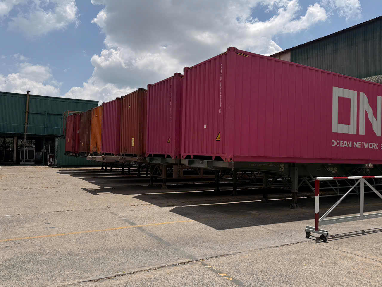 Export containers lined up at ASY Vietnam factory in Đồng Nai