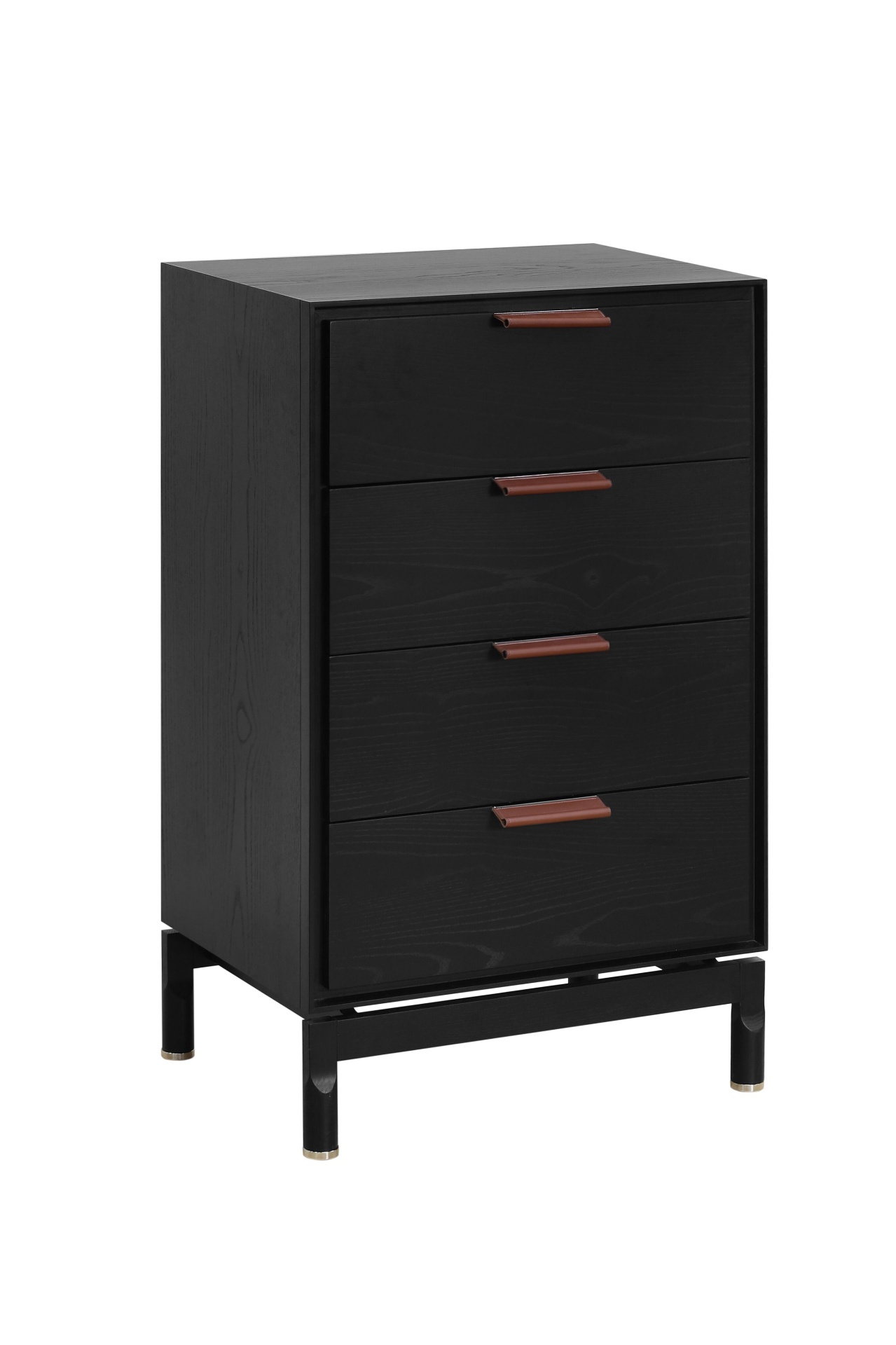 Tall 4-drawer chest with leather pulls OEM Vietnam