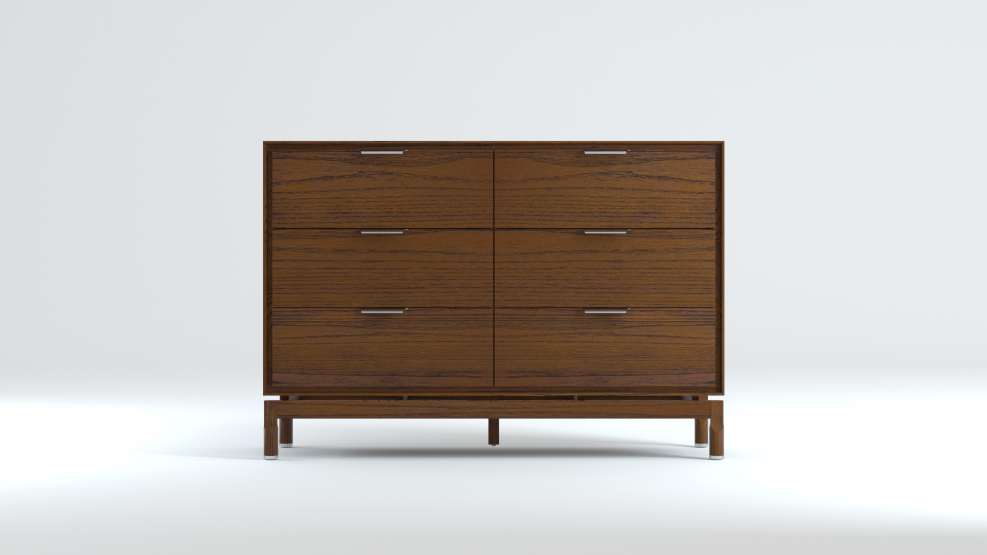 6-drawer dresser OEM Vietnam — matched-grain veneer, dark wood finish