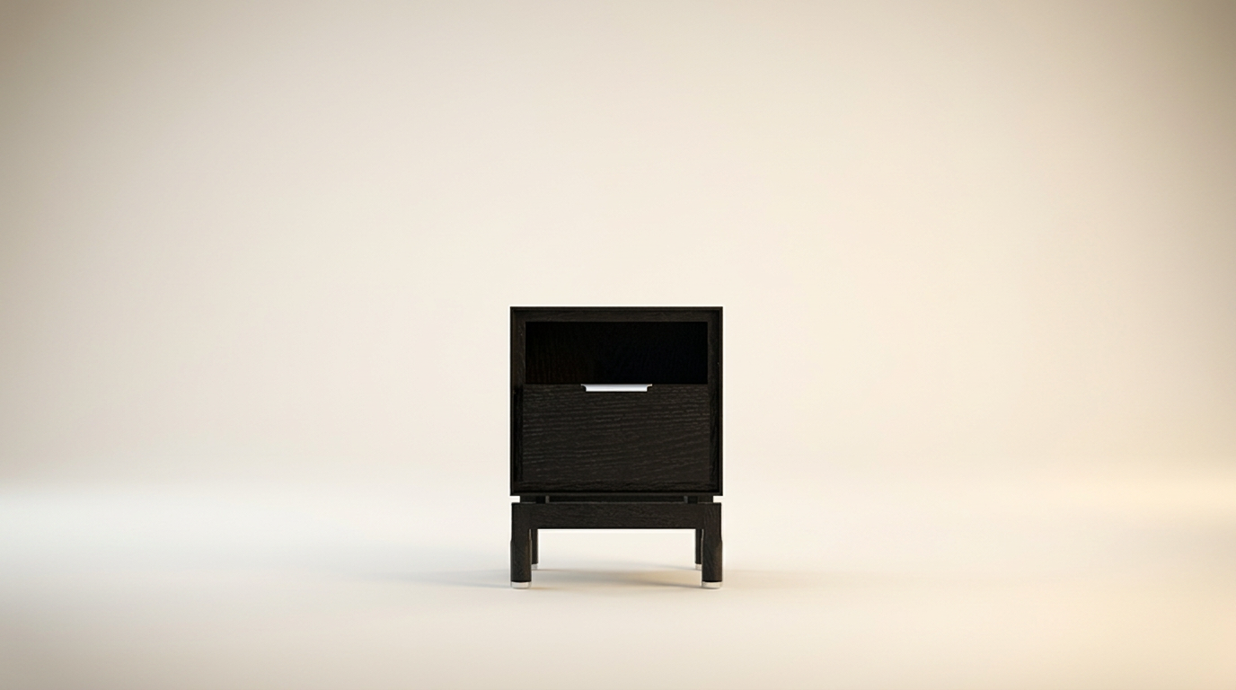 Bedroom nightstand wooden furniture manufacturer Vietnam — single-drawer nightstand, dark wood finish