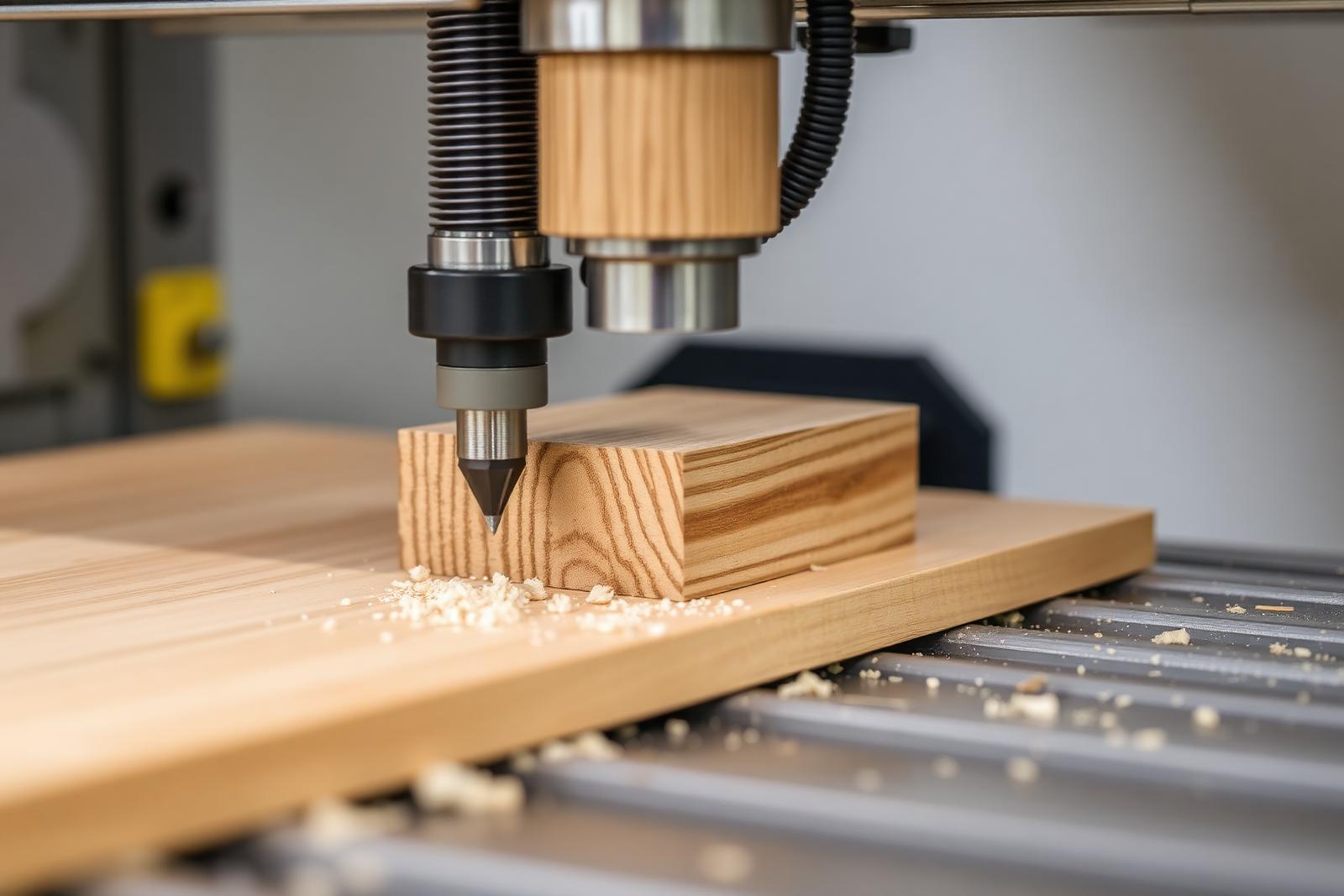 CNC machining center cutting solid wood